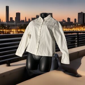 Elf‎ Sak Western Button Down Shirt Lace Shoulders Large